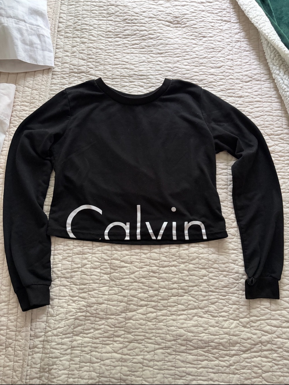 Calvin Klein Black Cropped Logo Long Sleeve Sweatshirt